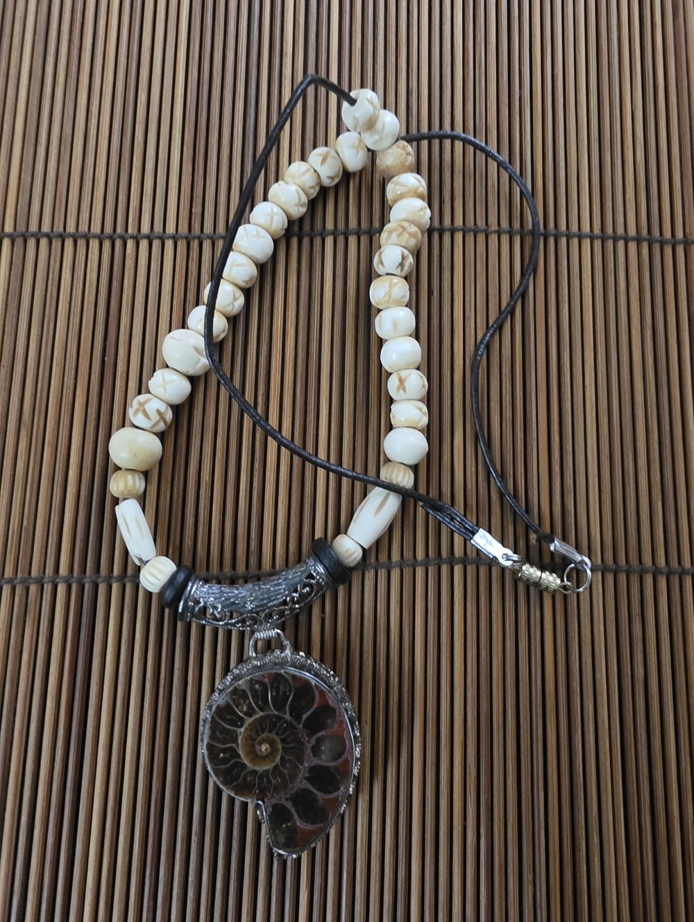 925 Silver Ammonite Fossil Necklace (Vintage)